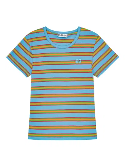 GANNI STRIPED SHORT-SLEEVE T-SHIRT