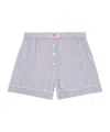 Ganni Violet Shorts With Logo Patch On The Front And All-over Striped Motif In Viscose Blend Woman In Multicolor