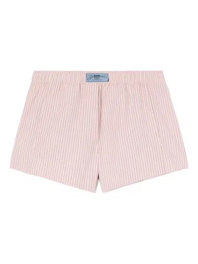 Ganni Striped Shorts In Pink