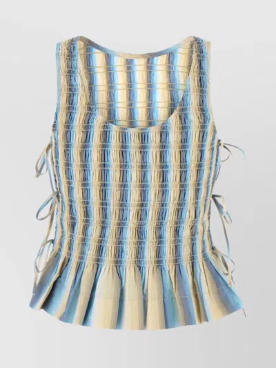 Ganni Striped Sleeveless Top Featuring Side Ties In Multi