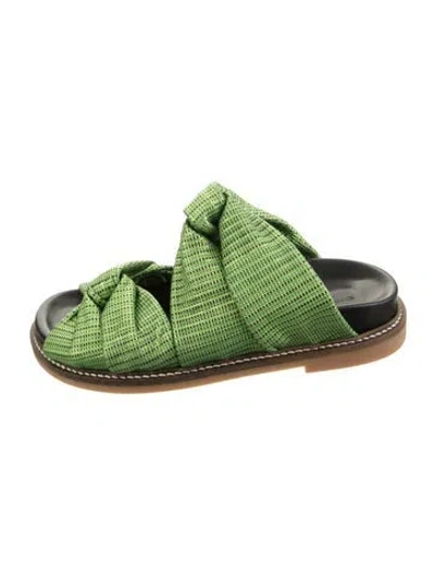 Pre-owned Ganni Striped Slides In Green