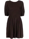 Ganni Brown Smock Minidress In Brown