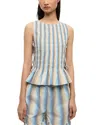 Ganni Ombre Stripe Smocked Cotton-poplin Top In Multi