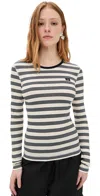 Ganni Organic Cotton Striped T-shirt In Sky Captain