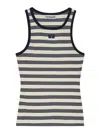 Ganni Womens Sky Captain Striped Ribbed Stretch-cotton Top In Azul