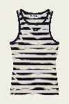 Ganni Womens Sky Captain Striped Ribbed Stretch-cotton Top