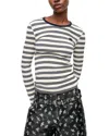 Ganni Organic Cotton Striped T-shirt In Sky Captain
