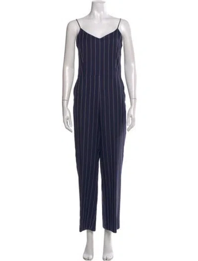 Pre-owned Ganni Striped Square Neckline Jumpsuit In Blue