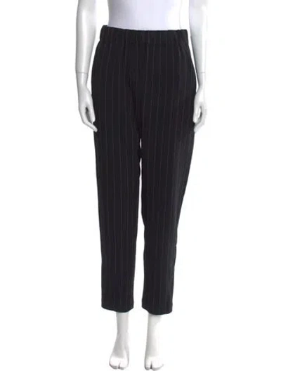 Pre-owned Ganni Striped Straight Leg Pants In Black