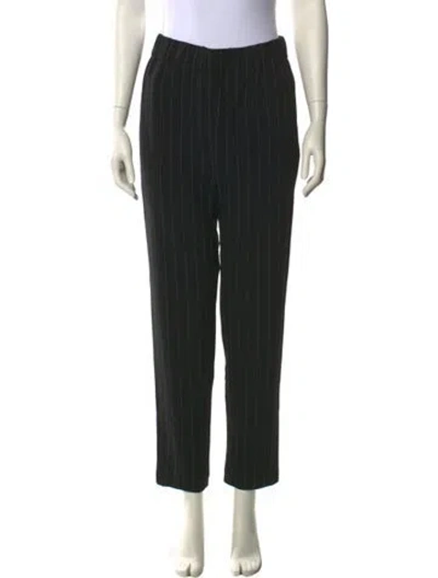 Pre-owned Ganni Striped Straight Leg Pants In Black