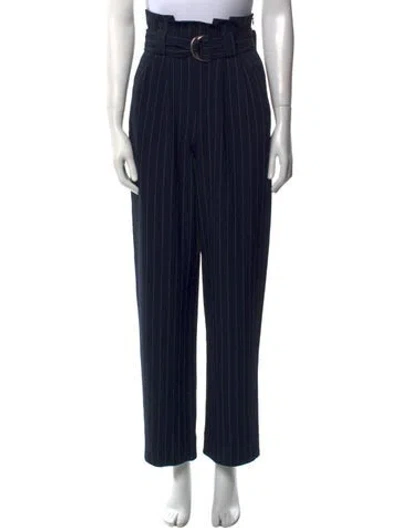 Pre-owned Ganni Striped Straight Leg Pants In Black