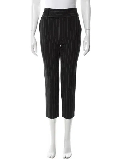 Pre-owned Ganni Striped Straight Leg Pants In Black
