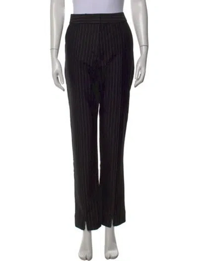 Pre-owned Ganni Striped Straight Leg Pants In Black