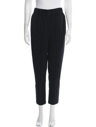 Pre-owned Ganni Striped Straight Leg Pants In Black/white