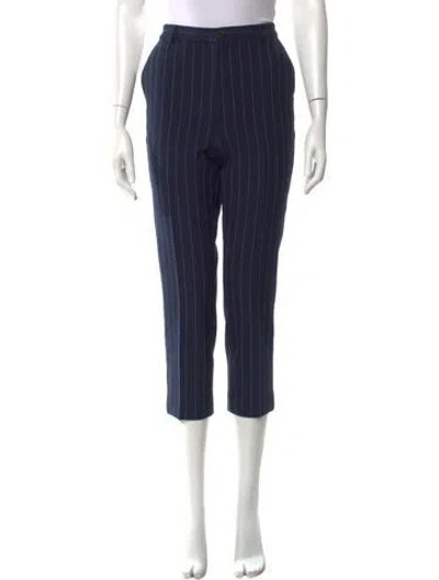 Pre-owned Ganni Striped Straight Leg Pants In Blue