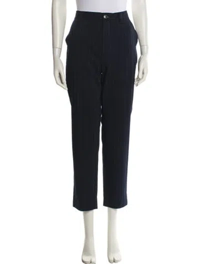 Pre-owned Ganni Striped Straight Leg Pants In Blue