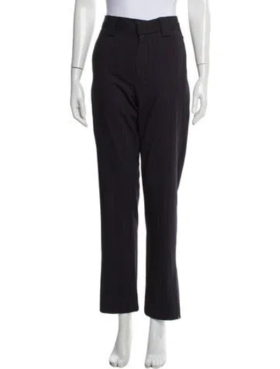 Pre-owned Ganni Striped Straight Leg Pants In Blue