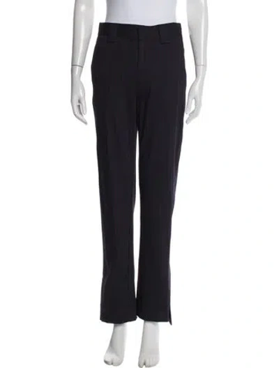 Pre-owned Ganni Striped Straight Leg Pants In Blue
