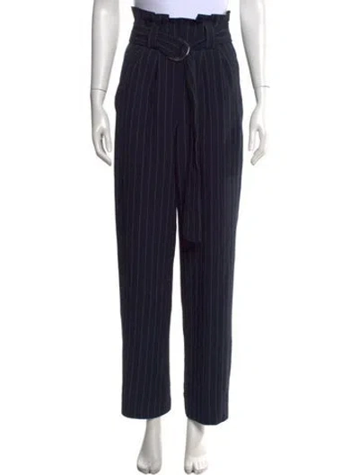 Pre-owned Ganni Striped Straight Leg Pants In Blue