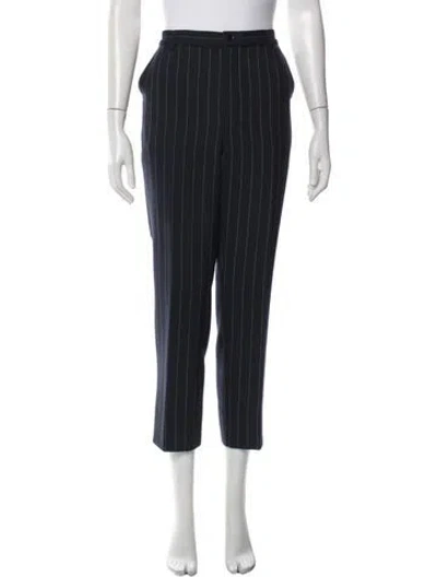 Pre-owned Ganni Striped Straight Leg Pants In Blue
