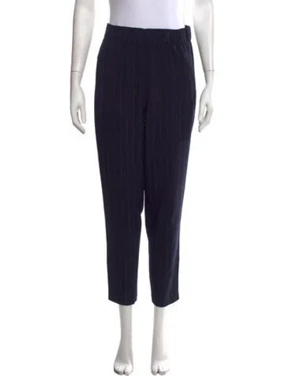Pre-owned Ganni Striped Straight Leg Pants In Blue/green