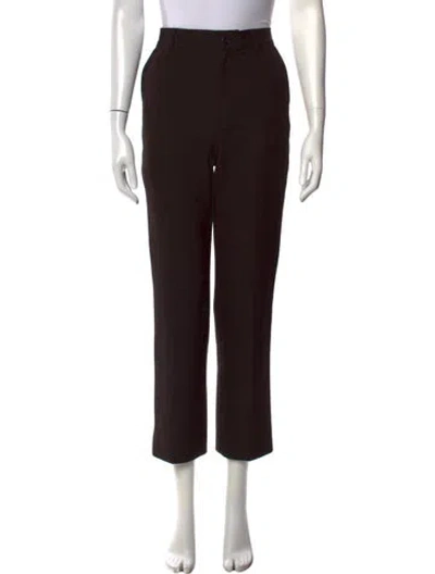 Pre-owned Ganni Striped Straight Leg Pants In Brown