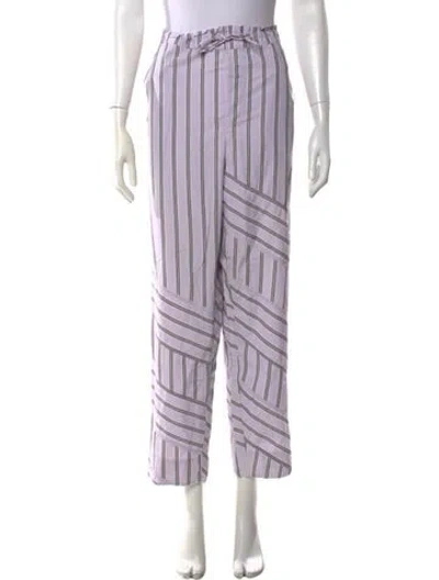 Pre-owned Ganni Striped Straight Leg Pants In Purple