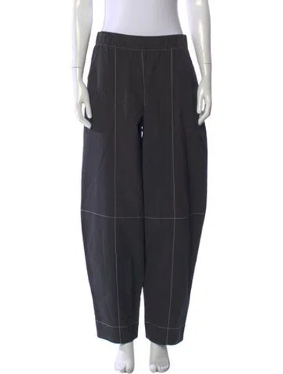 Pre-owned Ganni Striped Straight Leg Pants W/ Tags In Black