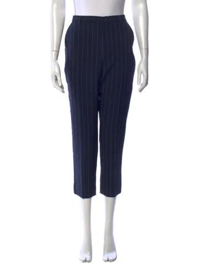 Pre-owned Ganni Striped Straight Leg Pants W/ Tags In Blue