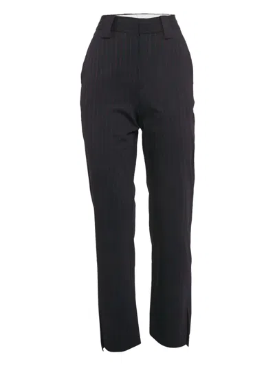 Pre-owned Ganni Striped Straight-leg Trousers In Blue