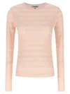 Ganni Striped Sweater T-shirt Pink In Pink