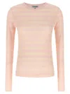 Ganni Striped Sweater T-shirt Pink In Pink