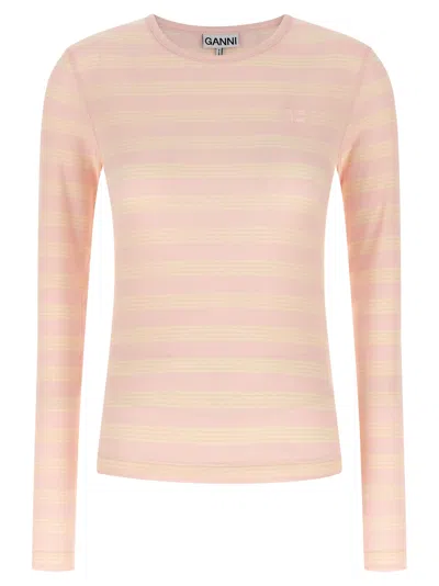 Ganni Striped Sweater T-shirt Pink