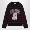 Ganni Graphic Wool Mix Poodle Stripe Sweaters And Cardigans Multicolor In Multi
