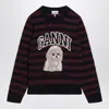 Ganni Graphic Wool Mix Poodle Stripe Sweaters And Cardigans Multicolor In Multi