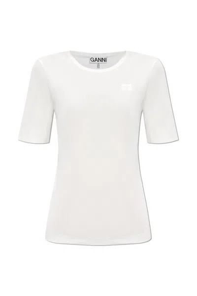 Ganni Embroidered Oversized T In White