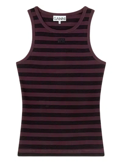 Ganni Striped Tank Top In Multi