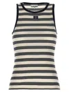 Ganni Striped Ribbed Tank Top Round Neck In Multicolor