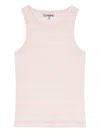 Ganni Striped Tank Top In Neutral