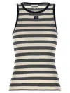 Ganni Womens Sky Captain Striped Ribbed Stretch-cotton Top