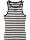 Ganni Womens Sky Captain Striped Ribbed Stretch-cotton Top In White
