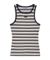 Ganni Womens Sky Captain Striped Ribbed Stretch-cotton Top In White