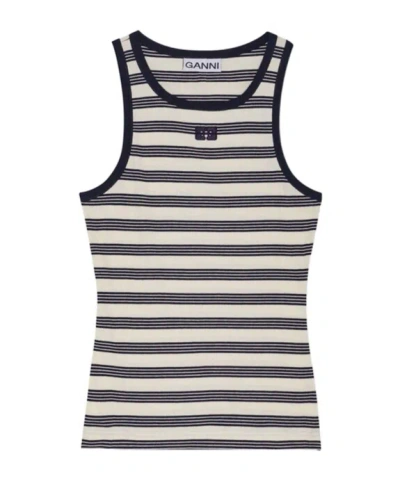 GANNI GANNI STRIPED RIB TANK TOP