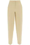 Ganni Striped Tapered Trousers In Beige