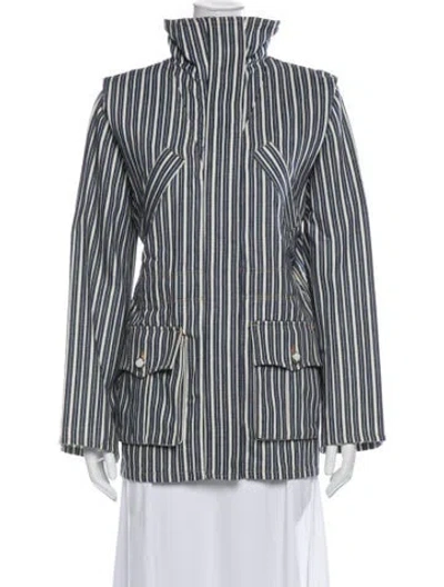 Pre-owned Ganni Striped Utility Jacket In Blue