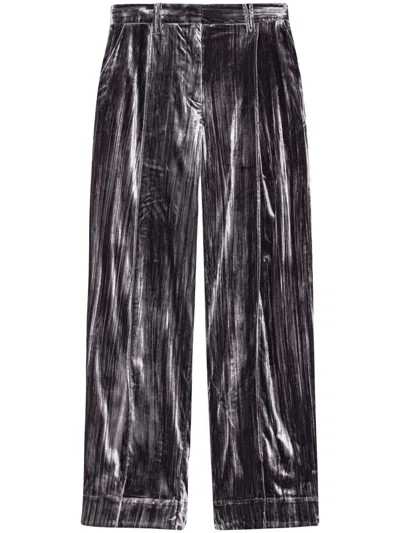 Ganni Gerade Hose Mit Streifen In Black
