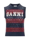 Ganni Multicolor Blue Striped Vest In Blue