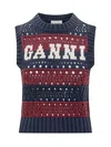 Ganni Multicolor Blue Striped Vest In Blue
