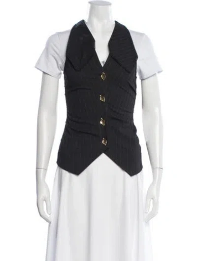 Pre-owned Ganni Striped Vest In Black