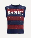 Ganni Striped Openwork Vest With Logo Inlay In Multi